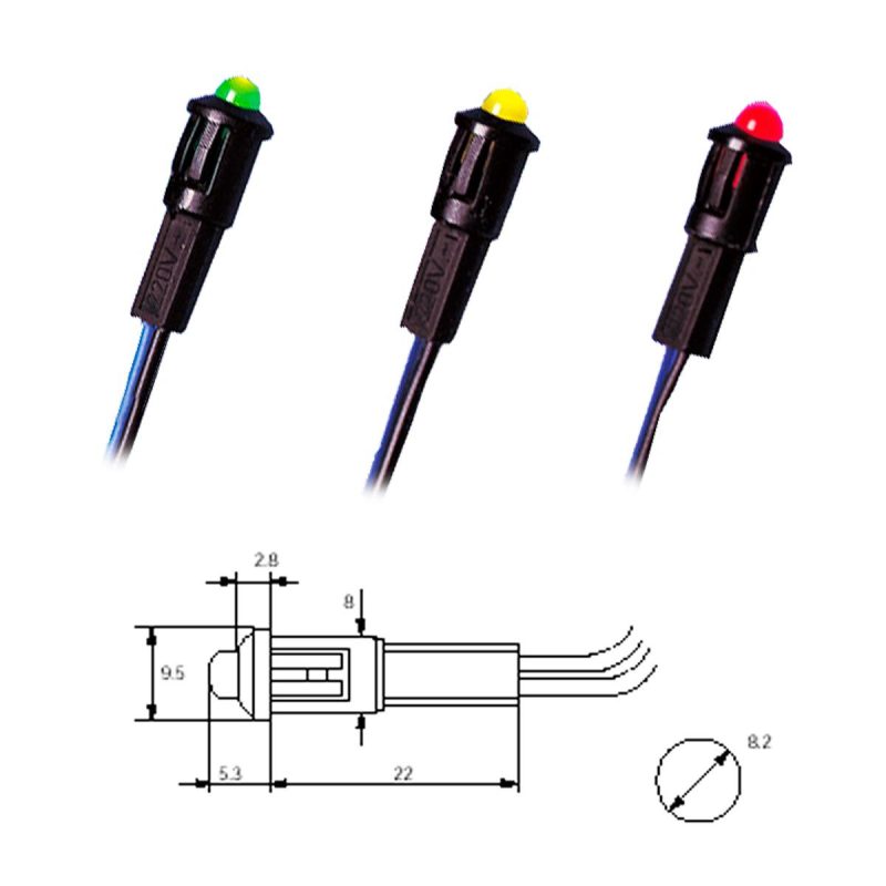 Piloto led 220Vac con cable Luminoso AMARILLO