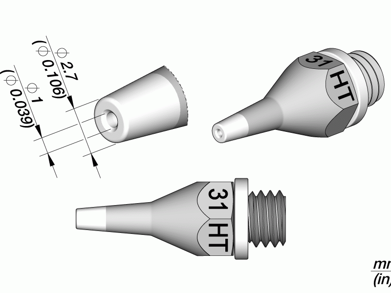 Punta Desoldador 31HT 2,7mm para DST JBC 0321200