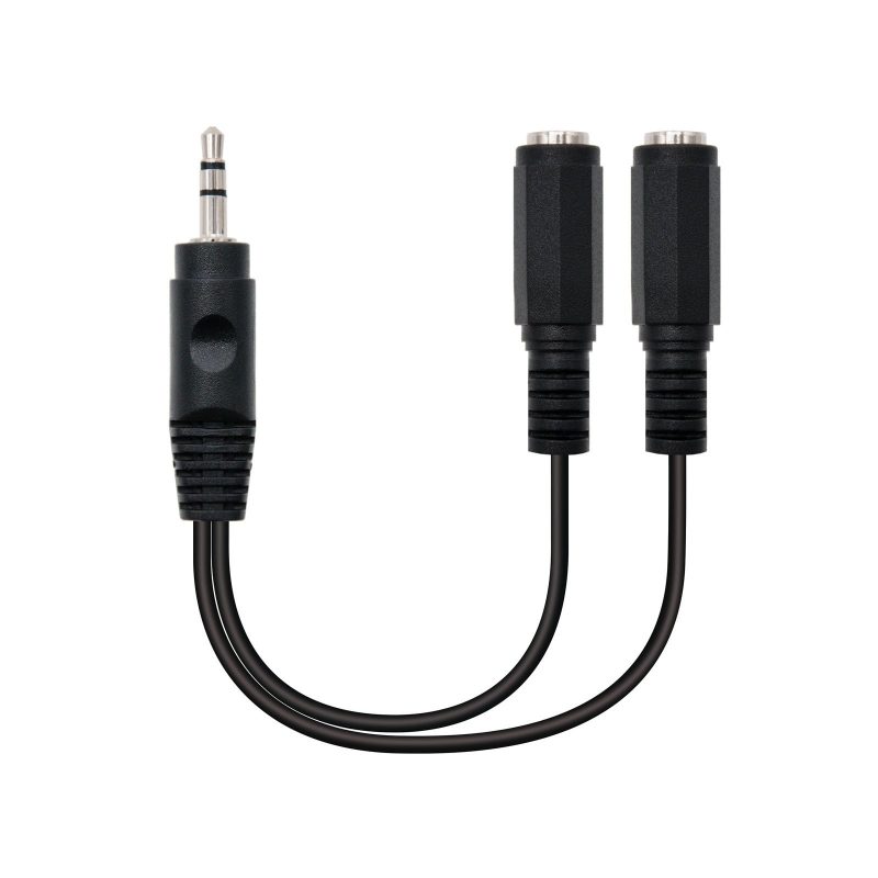 Cable Jack 3,5mm ST Macho a 2 Jack 3,5mm ST Hembra 0,15m NANOCABLE