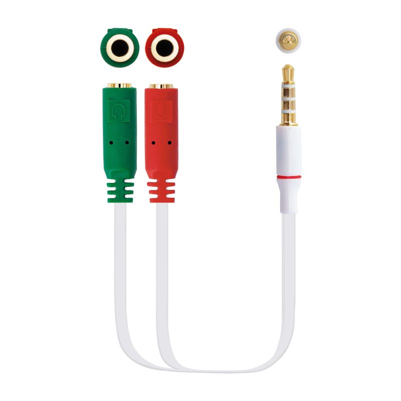 Cable Jack 3,5mm 4C Macho a 2 Jack 3,5mm Hembra MIC/AUR 20cm