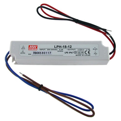 Fuente Alimentacion LEDs 12Vdc 18W  1,5A IP67 MW