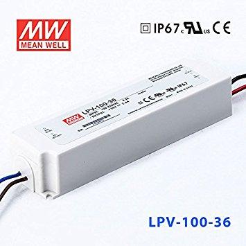 Fuente Alimentacion LEDs 36Vdc 100W 2,8Amp IP67  MW
