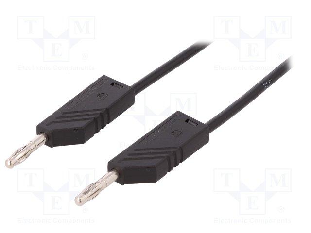Cable de Prueba con Bananas 4mm 1m color NEGRO 16A/60Vdc