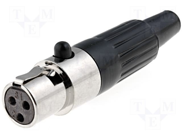 Conector MiniXLR Hembra 3Pin aereo para soldar