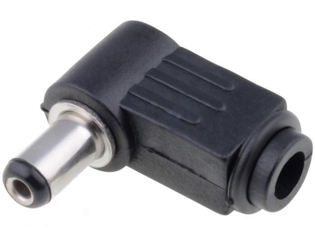Conector Alimentacion DC 2,1×5,5x9mm Hembra Acodado