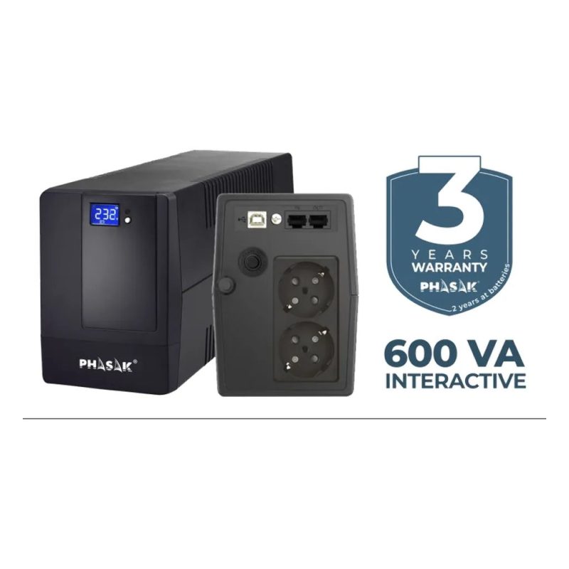 SAI PHASAK Esential  600 VA LCD tÃ¡ctil USB + RJ45