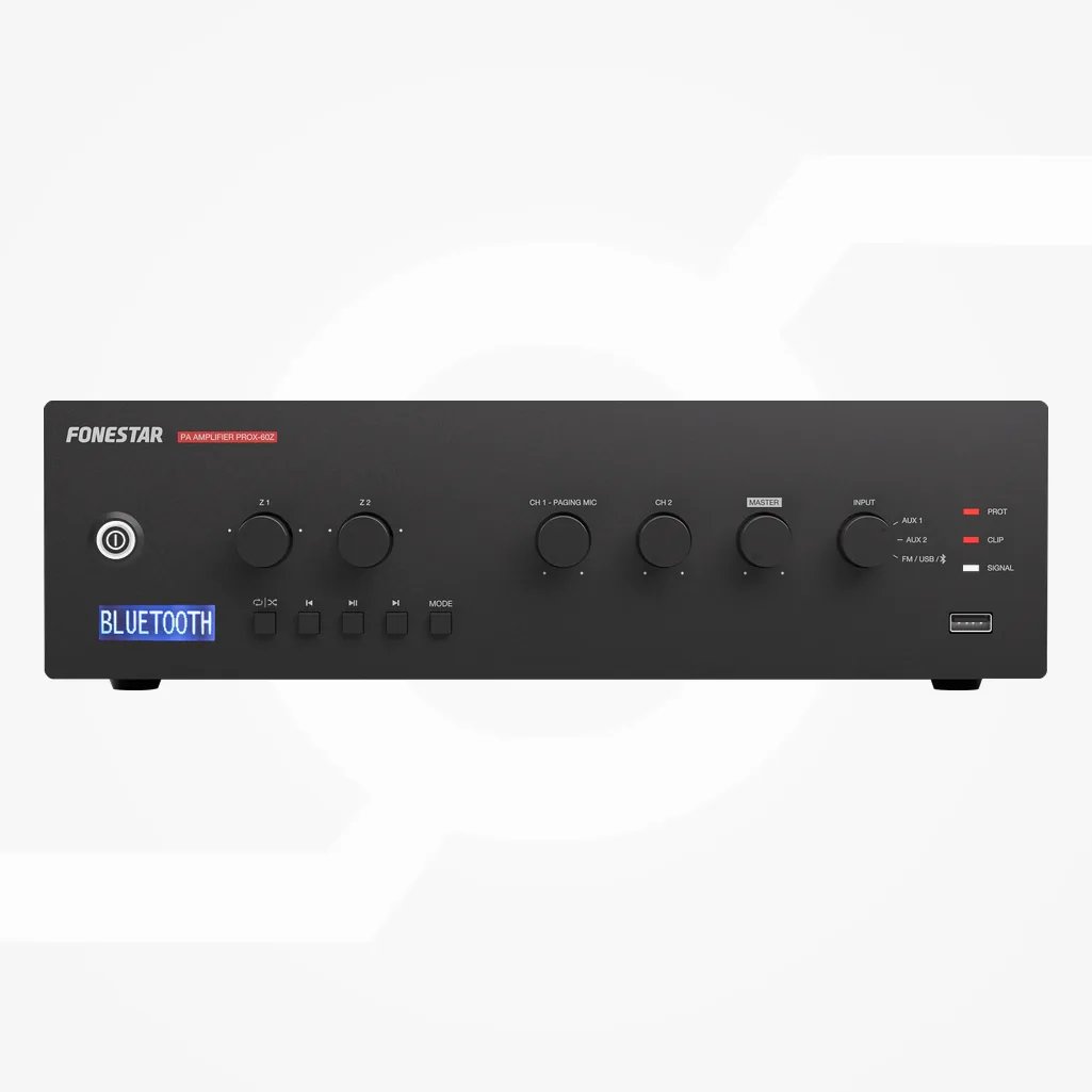 Amplificador PA 60Wrms 2Zonas BT/USB/MP3/FM FONESTAR