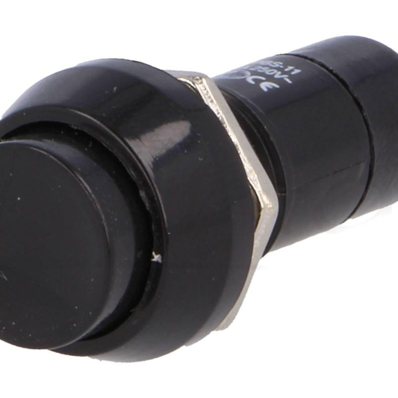 Pulsador Presion Redondo Ã˜12mm OFF-(ON) NEGRO