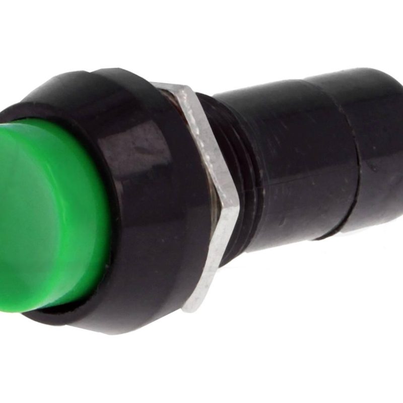 Pulsador Presion Redondo Ã˜12mm OFF-(ON) VERDE