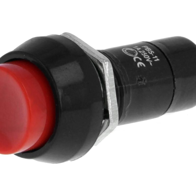 Pulsador Presion Redondo Ã˜12mm OFF-(ON) ROJO