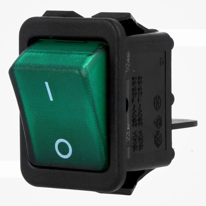 Interruptor Basculante Bipolar OFF-ON Luminoso VERDE 16A