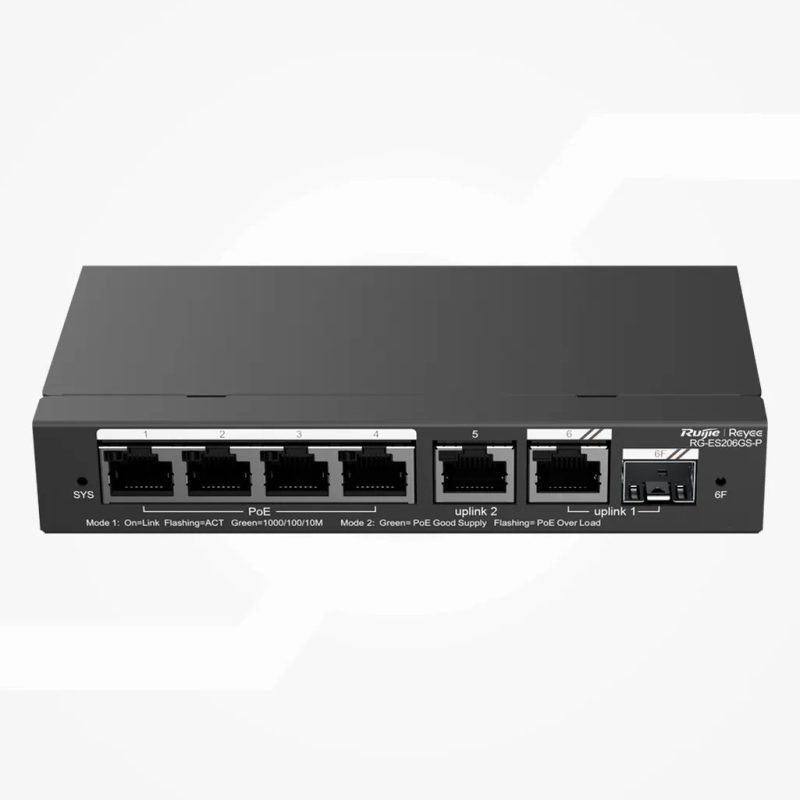 Switch PoE Gigabit 4P+2P RJ45 Gestionable REYEE