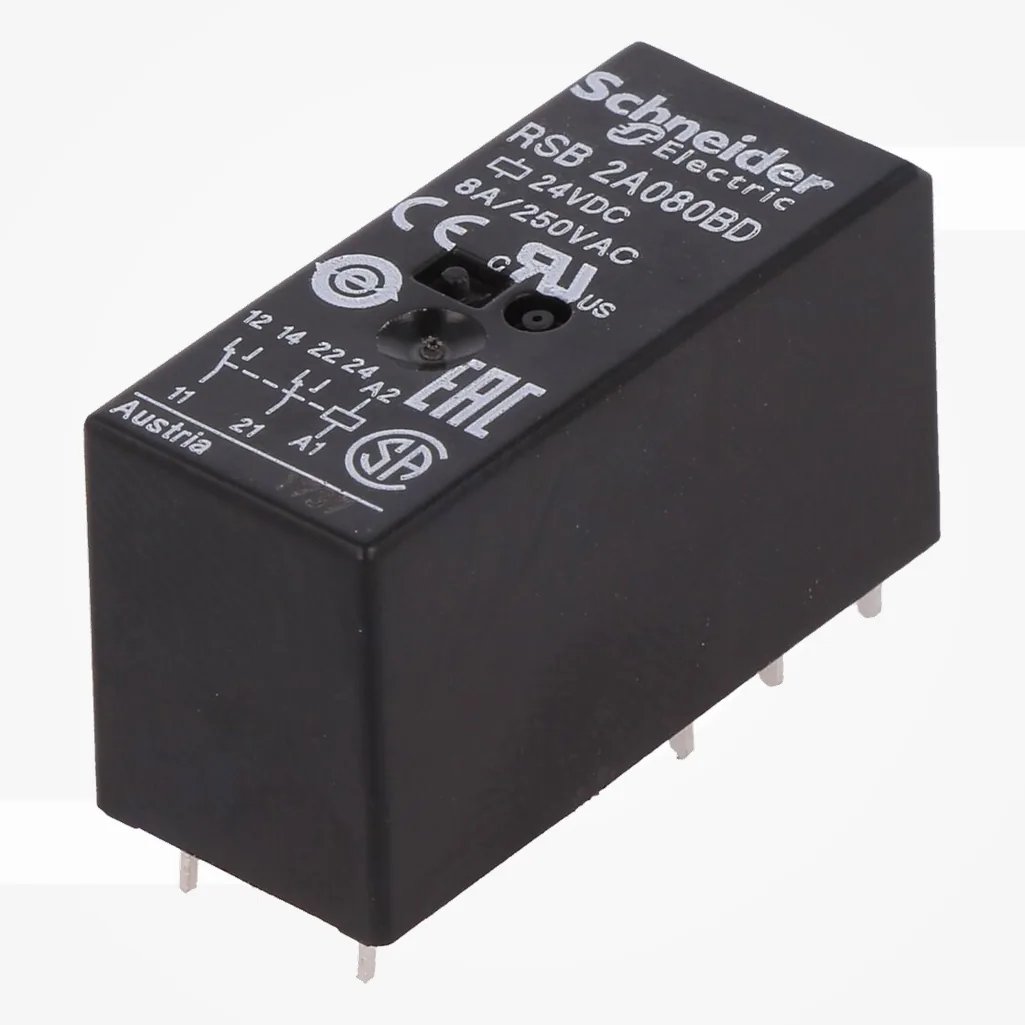 Relé electromagnético Uinductor 24VDC DPDT 8A 8A/250VAC RSB