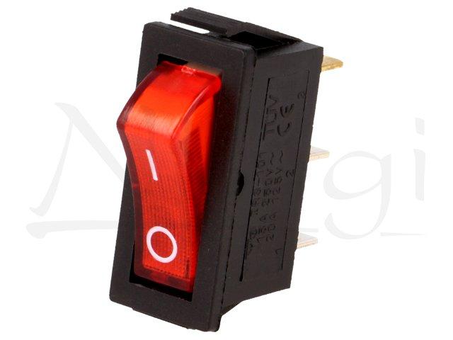 Interruptor Basculante Unipolar OFF-ON Luminoso ROJO 16A