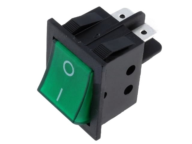Interruptor Basculante ON-OFF Bipolar 15A Luminoso VERDE