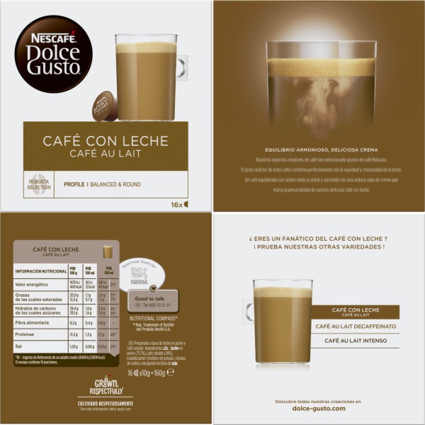 CAPSULAS CAFE DOLCE GUSTO CAFE CON LECHE - Imagen 2