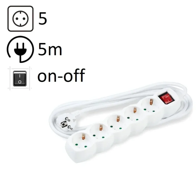 BASE MÃºltiple 4 Tomas Schuko con Cable 5m BLANCO TECHNIK